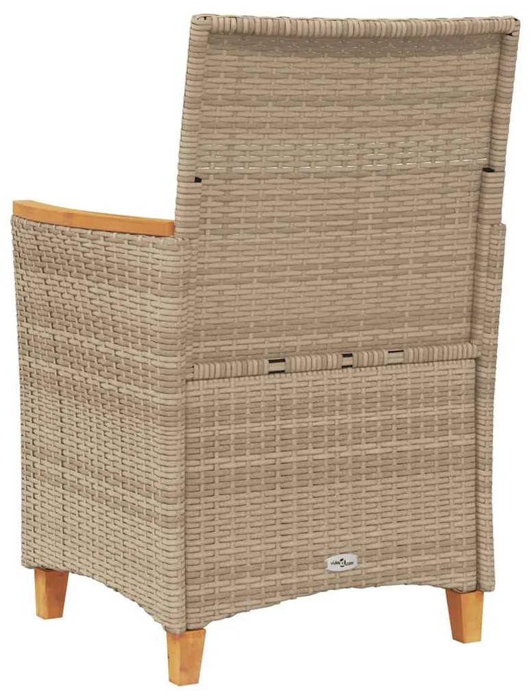 vidaXL Καρέκλες Κήπου 2 τεμ. Μπεζ Συνθ. Ρατάν/Μασίφ Ξύλο+Μαξιλάρια