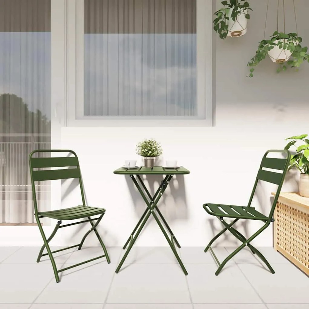 vidaXL Πτυσσόμενη Καρέκλα Κήπου 2 pcs Πράσινο 55 x 56.5 x 91εκ Ατσάλι