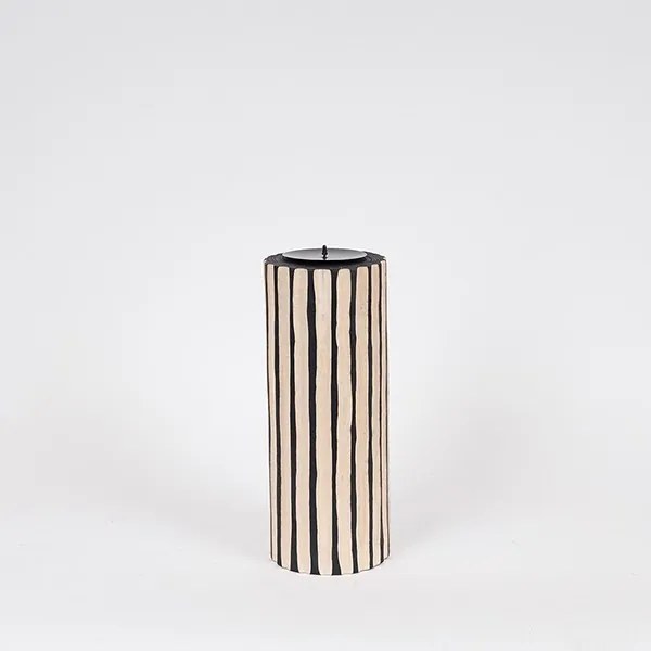 Κηροπήγιο Ξύλινο Μαύρο-Natural 12x34εκ. ESTHETI 819-00678