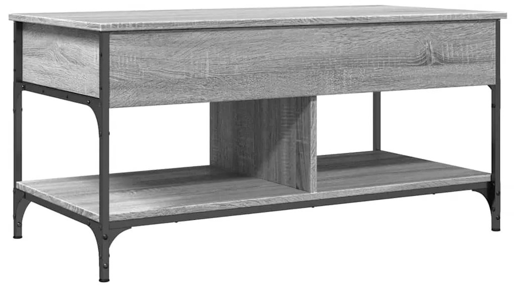 vidaXL Τραπεζάκι Σαλονιού Γκρι Sonoma 100x50x50 εκ. Επεξ. Ξύλο/Μέταλλο