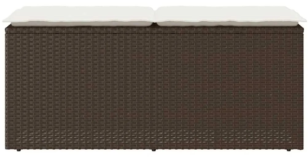 Πάγκος κήπου με μαξιλάρι καφέ 110x40x44 cm Poly Rattan - Καφέ