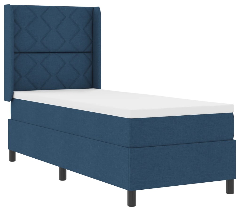 vidaXL Κρεβάτι Box Spring με Στρώμα σε Μπλε - 80x200 εκ. Υφασμάτινο