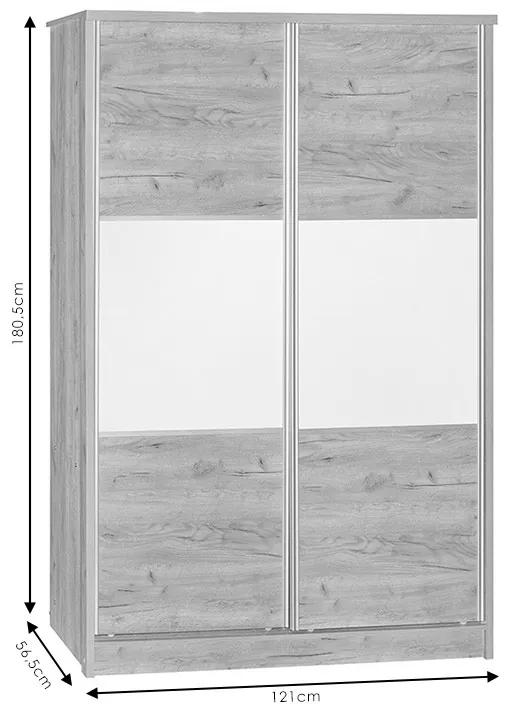 Ντουλάπα ρούχων Griffin pakoworld δίφυλλη με συρόμενες πόρτες χρώμα φυσικό mo 121x56.5x180.5εκ - MDF - 249-000023