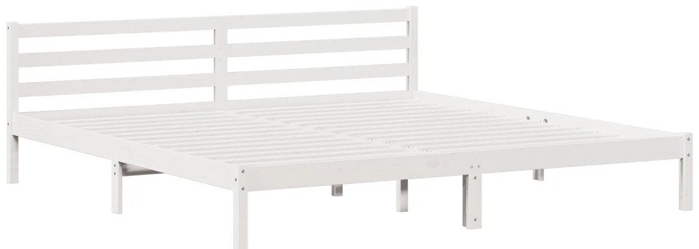 vidaXL Κρεβάτι με Κεφαλάρι Λευκό 200x220 εκ. Σταθερό Ξύλο Πεύκου