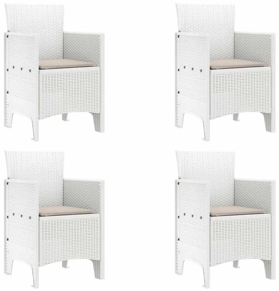 vidaXL Καρέκλα Κήπου 4 pcs Λευκό 53 x 49 x 85 εκ. PP