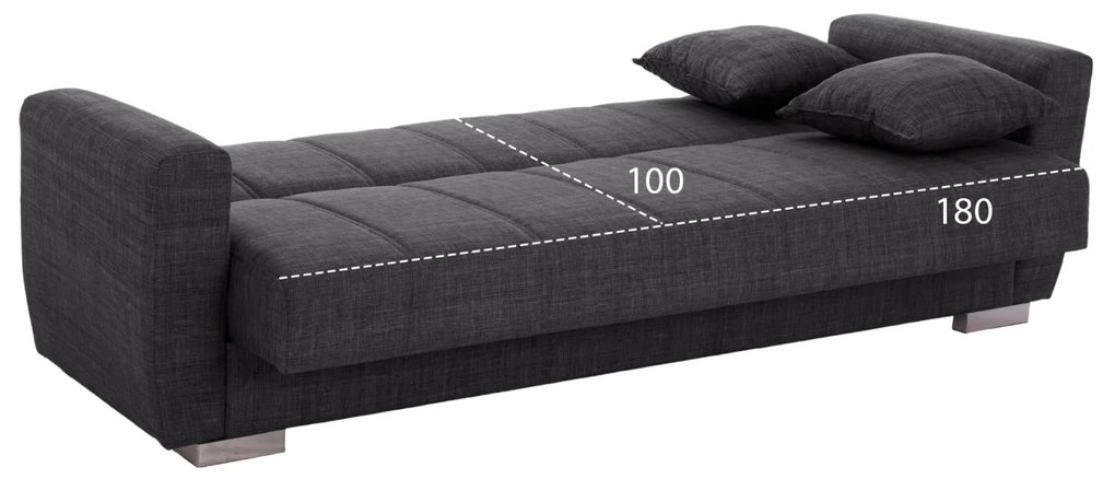 Καναπές - Κρεβάτι Polya 3θέσιος Γκρί 215x80x77Υ εκ. 215x80x77 εκ.