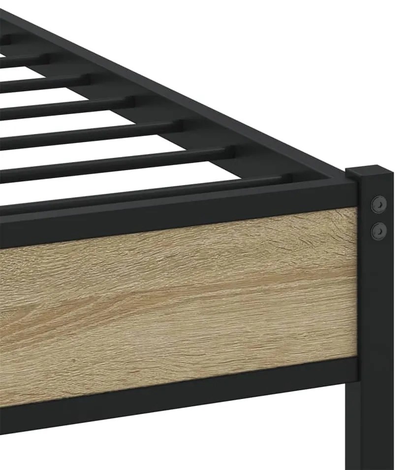vidaXL Σκελετός Κρεβ. Χωρίς Στρώμα Sonoma Δρυς 90x200 εκ. Μεταλλικό