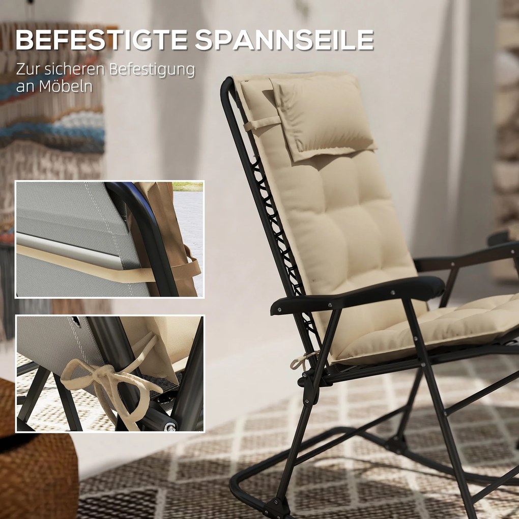 Outsunny Σετ 2 Μαξιλάρια για Ξαπλώστρα Ανθεκτικό στο Νερό Μαξιλάρι για Ξαπλώστρα Κήπου 50x116x5 cm, Μπεζ