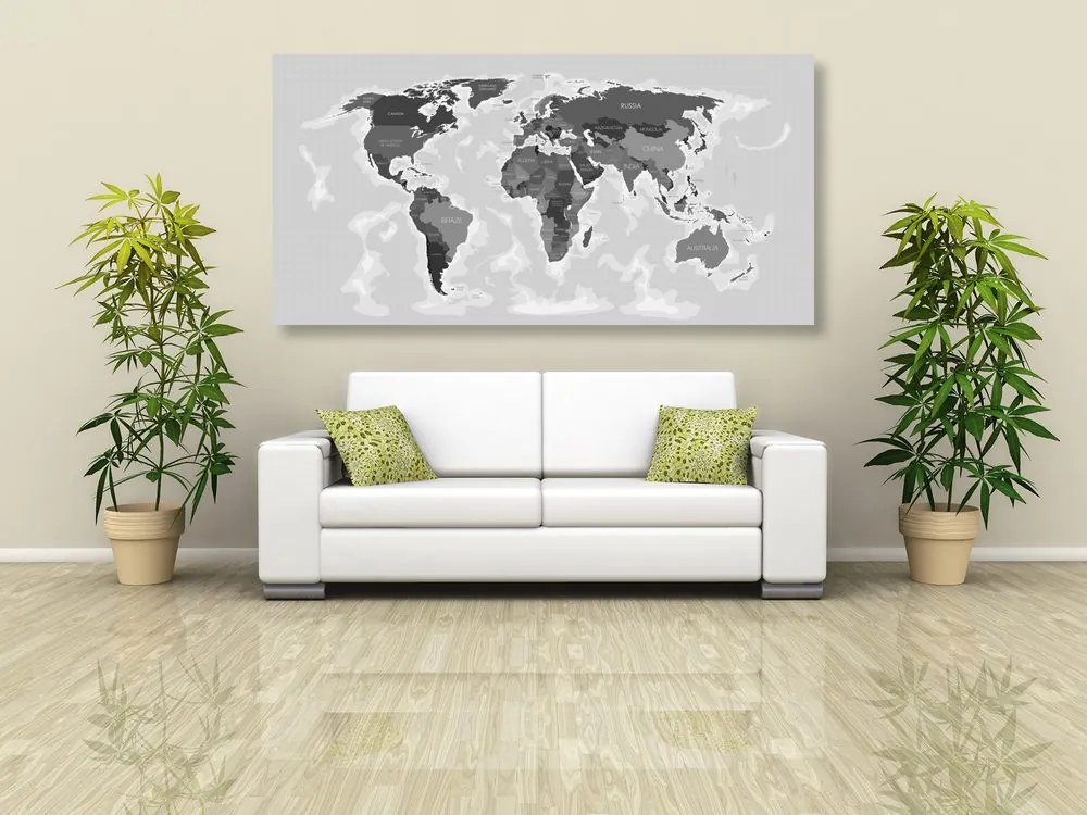 Εικόνα ενός όμορφου χάρτη σε φελλό με μια πινελιά ασπρόμαυρου - 100x50  flags