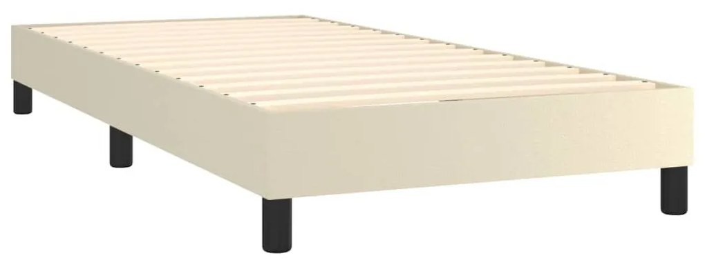 Κρεβάτι Boxspring με Στρώμα Κρεμ 90x200 εκ. από Συνθετικό Δέρμα - Κρεμ