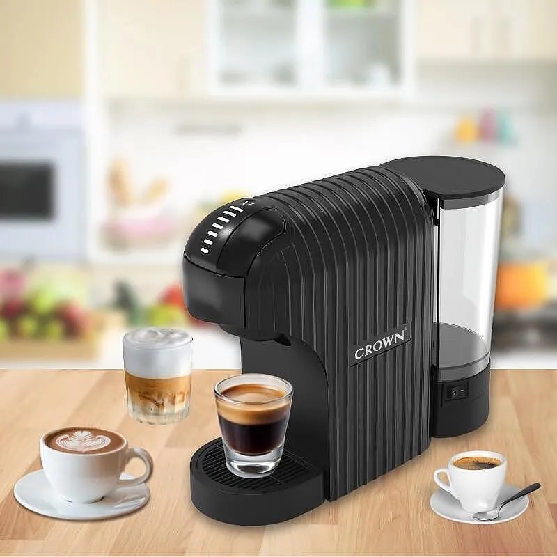 Μηχανή εσπρέσο 7σε1 Crown CCM-1530B, 20 bar, 0,9 l, 7 προσαρμογείς, ενδείξεις LED, έλεγχος μήκους καφέ, Μαύρο