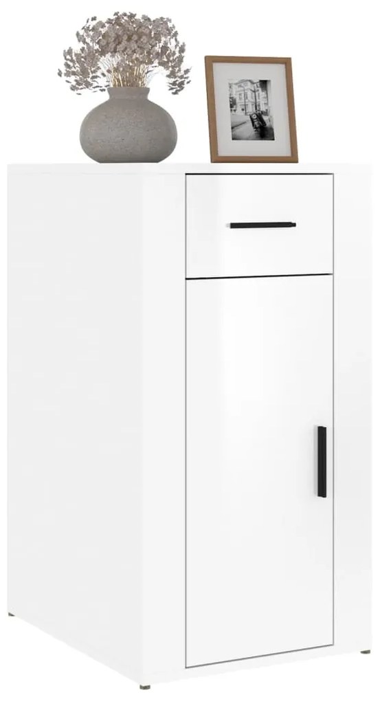 vidaXL Ντουλάπι Γραφείου Γυαλ. Λευκό 40x49x75 εκ. Επεξεργασμένο Ξύλο