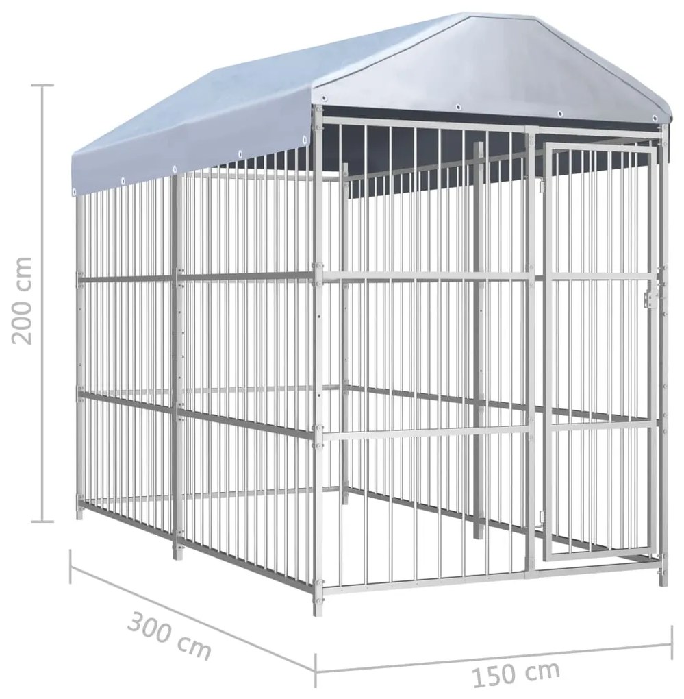 vidaXL Κλουβί Σκύλου Εξωτερικού Χώρου 300 x 150 x 200 εκ. με Στέγαστρο