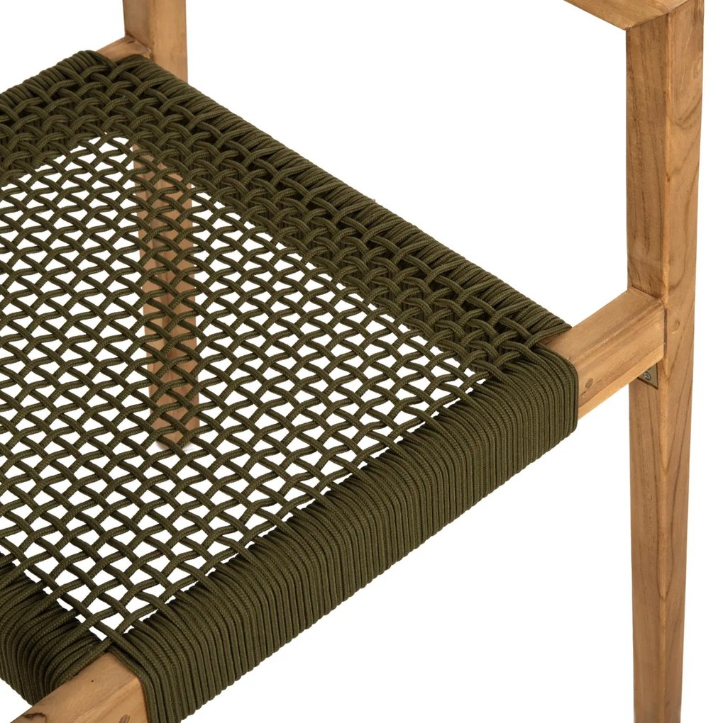 Πολυθρόνα CHARLOTTE Ξύλο Teak Φυσικό και Πράσινο Σχοινί 59x54x83Yεκ. 59x54x83 εκ.
