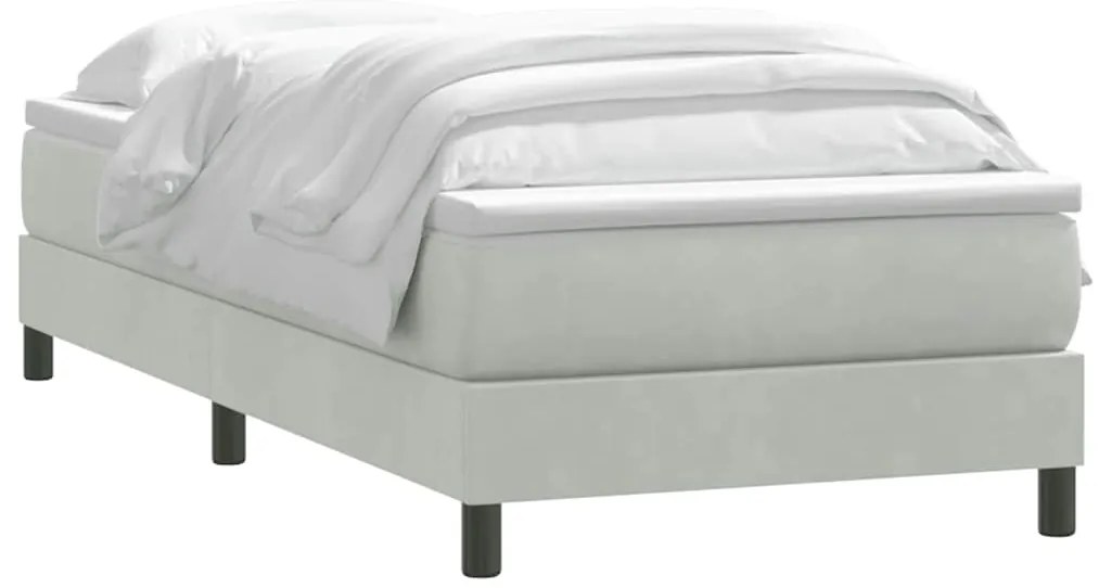 vidaXL Box Spring κρεβάτι με στρώμα ανοιχτό γκρι 90x210 cm Βελούδινο