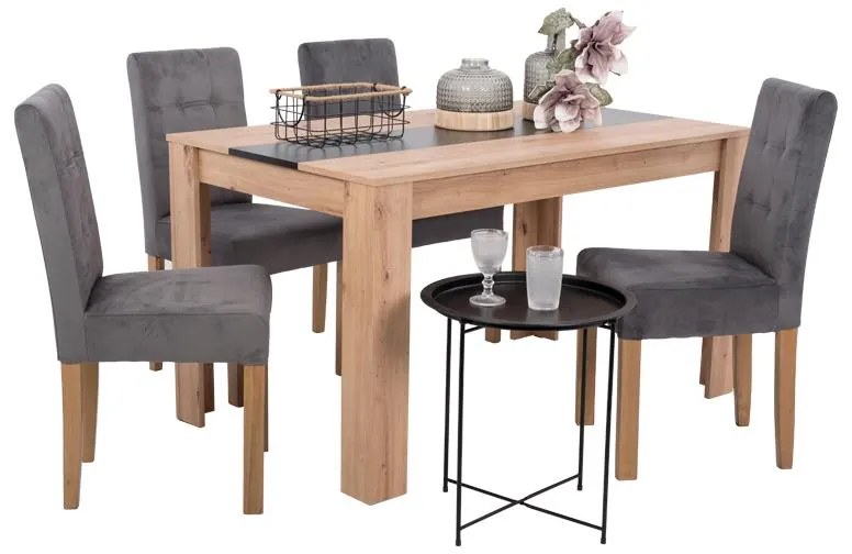 Τραπέζι Τραπεζαρίας Domus 135 Artisan Oak - Μαύρο 135x80.5x74.5 εκ.