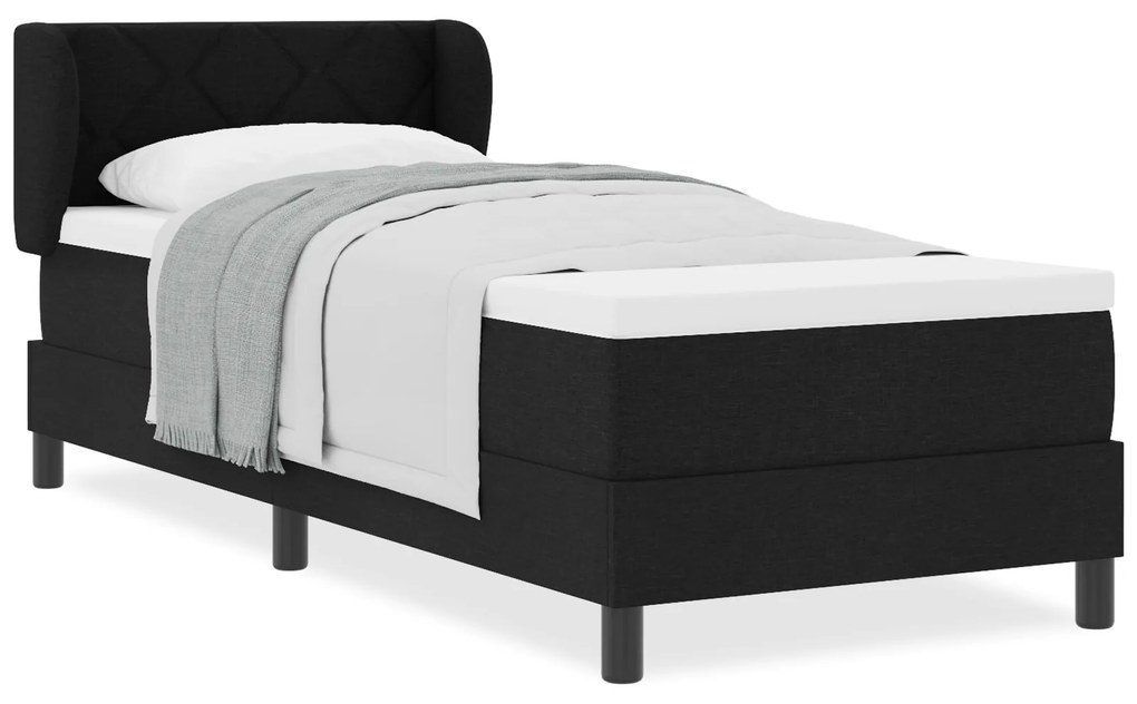 vidaXL Κρεβάτι Box Spring  με Στρώμα Μαύρο 80x200 εκ. Υφασμα