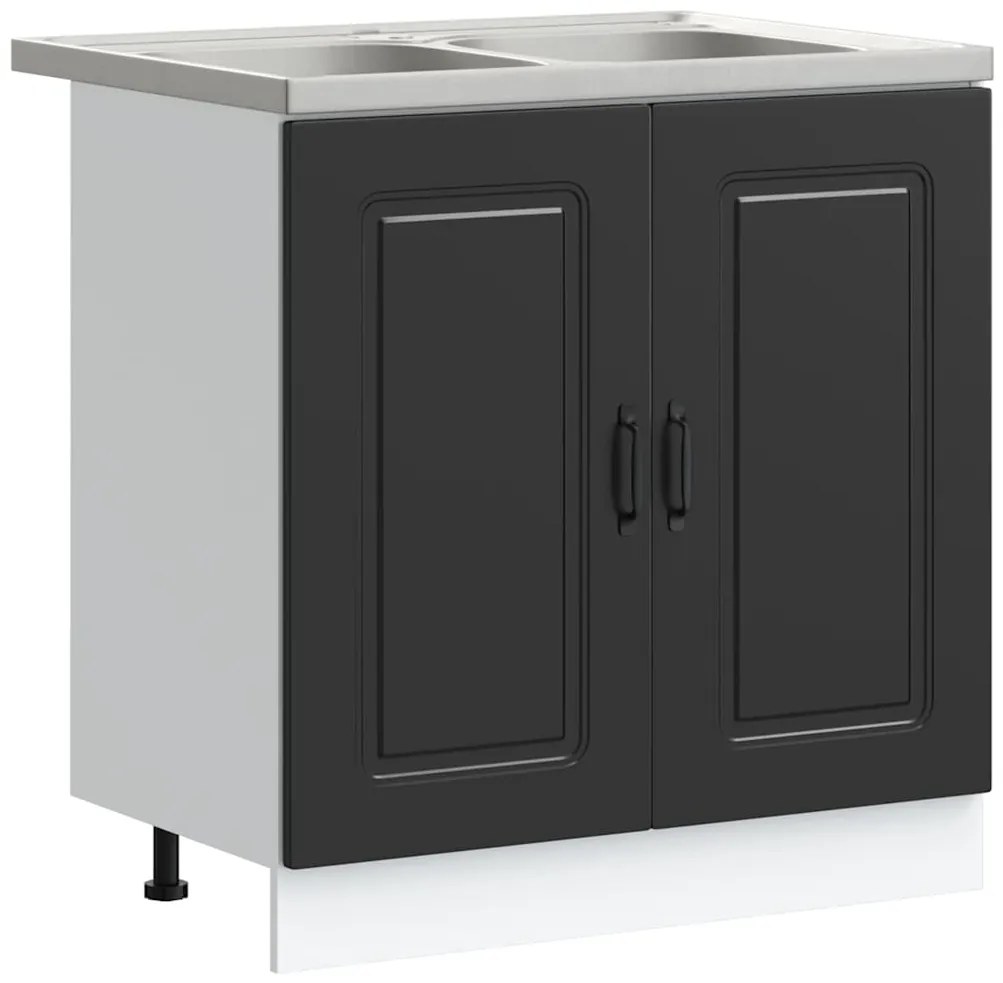 vidaXL Ντουλάπα Κουζίνας με αποθήκευση 2 pcs Μαύρο 80 x 46 x 81.5 εκ