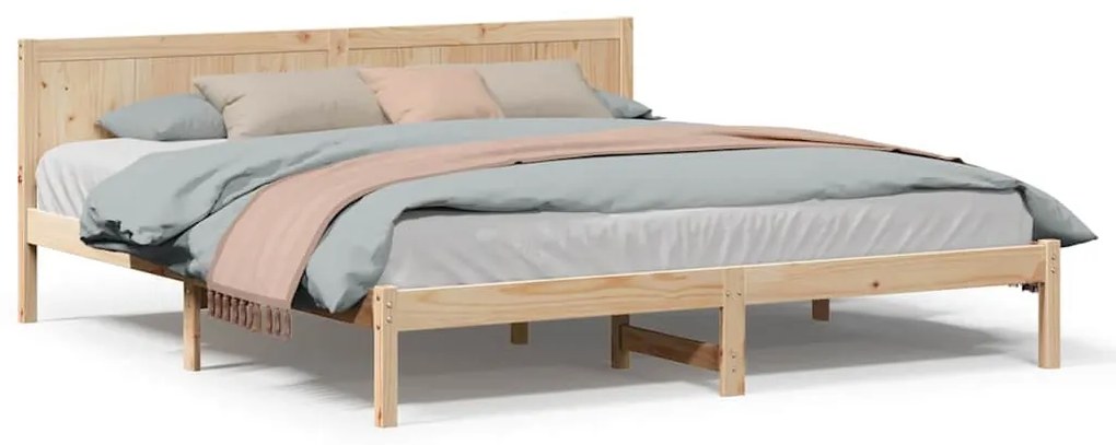vidaXL Σκελετός Κρεβατιού Καφέ 200 x 200 cm Μασίφ ξύλο πεύκου