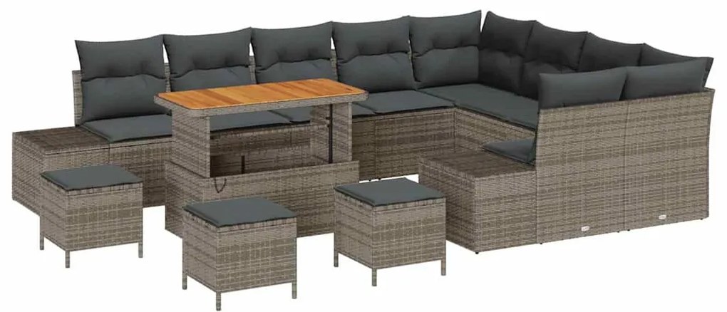 vidaXL Σετ Καναπέ Κήπου με μαξιλάρι 12 pcs Γκρι 110 x 55 x 71 εκ
