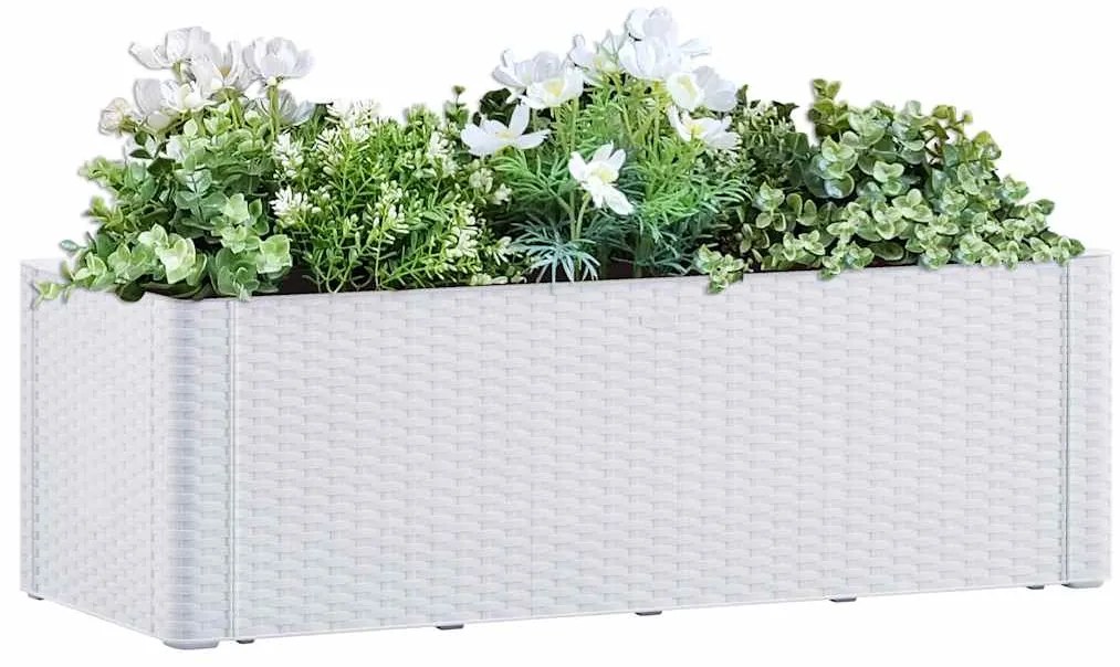 vidaXL Ζαρντινιέρα Κήπου Λευκή 100x43x33 εκ. με Αυτόματο Πότισμα