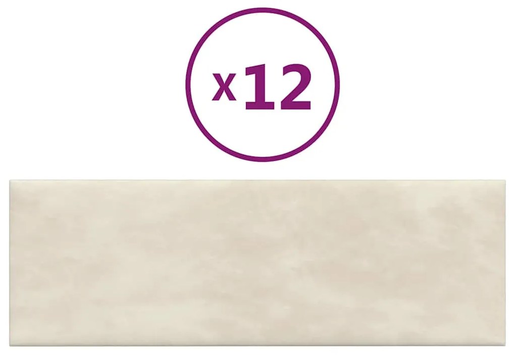 vidaXL Πάνελ Τοίχου 12 τεμ. Λευκό 90 x 30 εκ. 3,24 μ² Βελούδινα