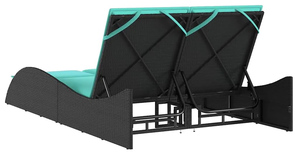 vidaXL Ξαπλώστρα με Μαξιλάρια Μαύρη 114 x 205 x 73 εκ. από Συνθετικό Ρατάν