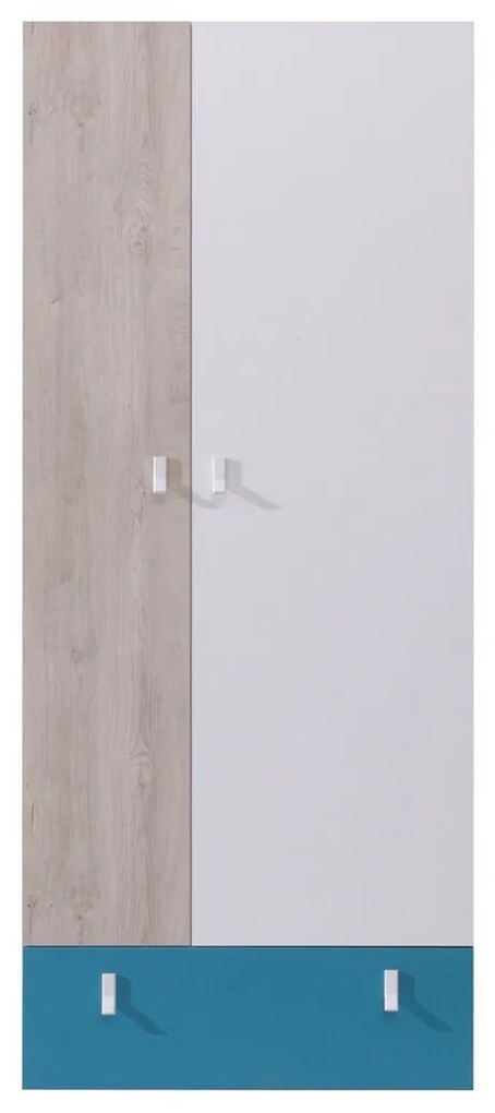 Ντουλάπα Omaha H102, Τυρκουάζ, Δρυς, Άσπρο, 190x80x50cm, 70 kg, Πόρτες ντουλάπας: Με μεντεσέδες, Αριθμός ραφιών: 4, Αριθμός ραφιών: 4 | Epipla1.gr