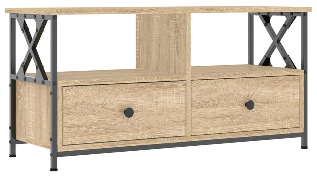 vidaXL Έπιπλο Τηλεόρασης Sonoma Δρυς 90x33x45 εκ. Επεξ. Ξύλο/Σίδερο