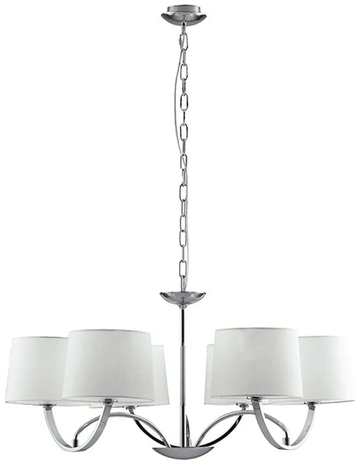 Φωτιστικό Οροφής Astoria I-ASTORIA-6 6xE27 Φ82cm 120cm Chrome Με Αμπαζούρ White Luce Ambiente Design Μέταλλο,Ύφασμα