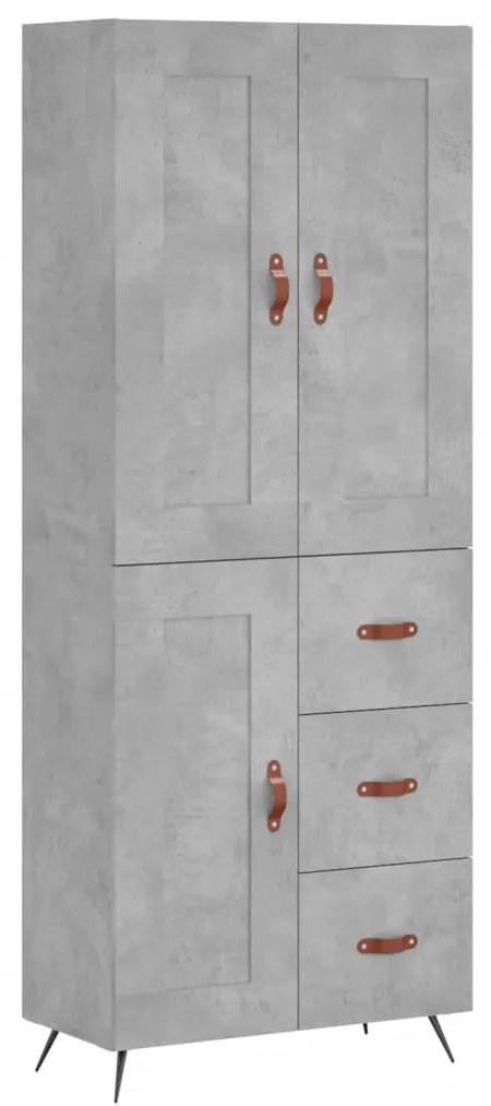 vidaXL Ντουλάπι Γκρι Σκυροδέματος 69,5x34x180 εκ. Επεξεργασμένο Ξύλο