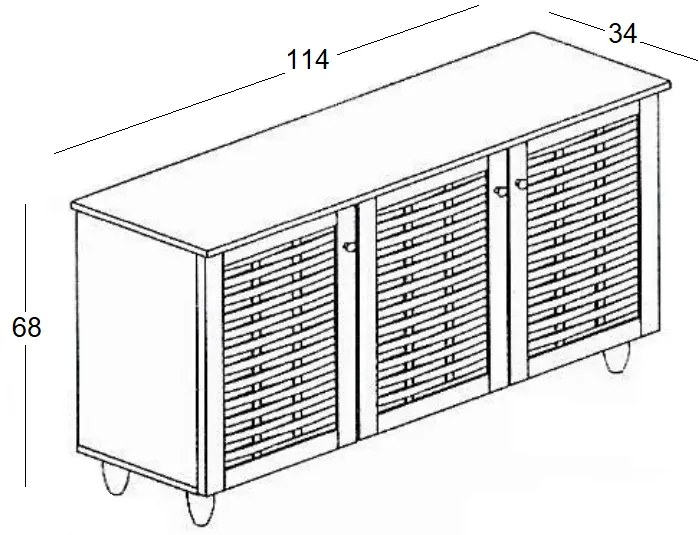 ΠΑΠΟΥΤΣΟΘΗΚΗ 114Χ34Χ68ΕΚ. WENGE/3 ΠΟΡΤΕΣ/2 ΡΑΦΙΑ