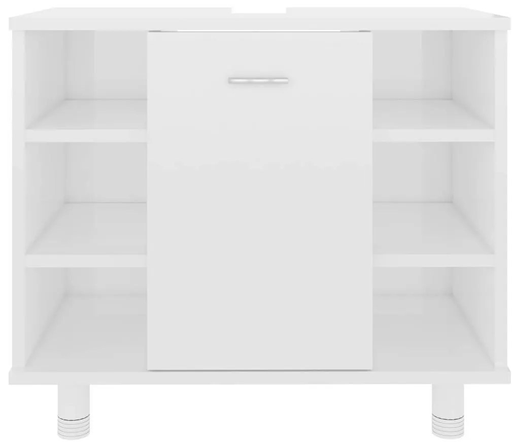 vidaXL Ντουλάπι Νιπτήρα Γυαλιστερό Λευκό 60x32x53,5 εκ. Επεξ. Ξύλο