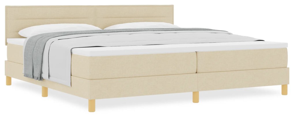 vidaXL Κρεβάτι box spring με στρώμα με στρώμα Κρεμ 200 x 200 cm ύφασμα