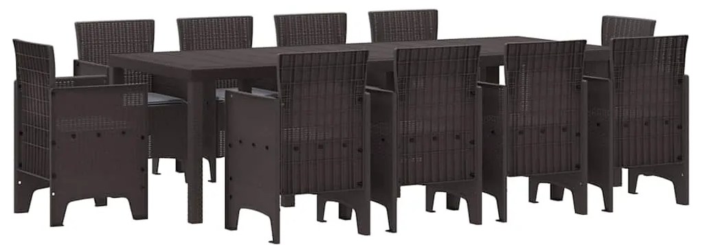vidaXL Σέτ φαγητού για κήπο 11 pcs Καφέ Rattan Polt