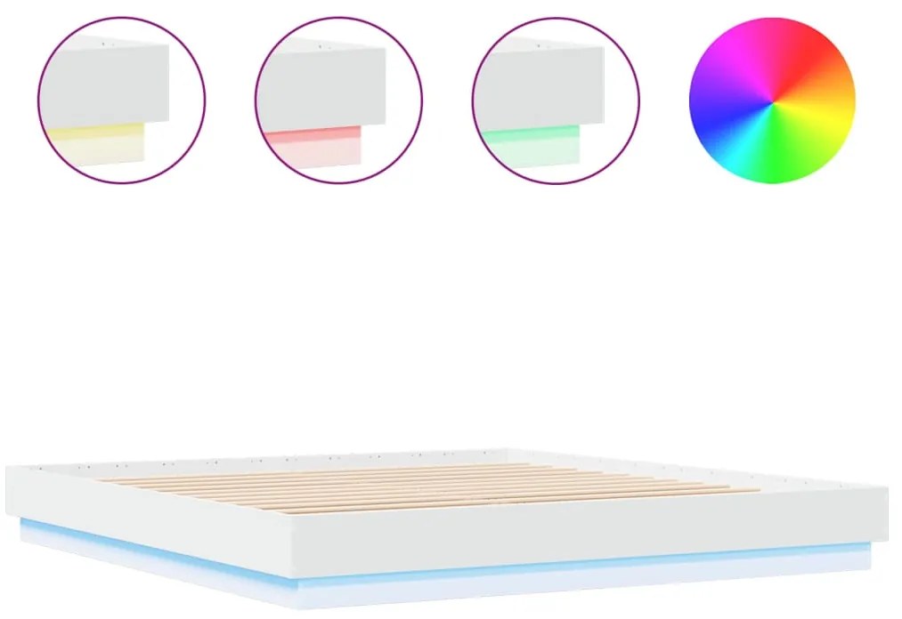 vidaXL Πλαίσιο Κρεβατιού με LED Λευκό 180 x 200 εκ.