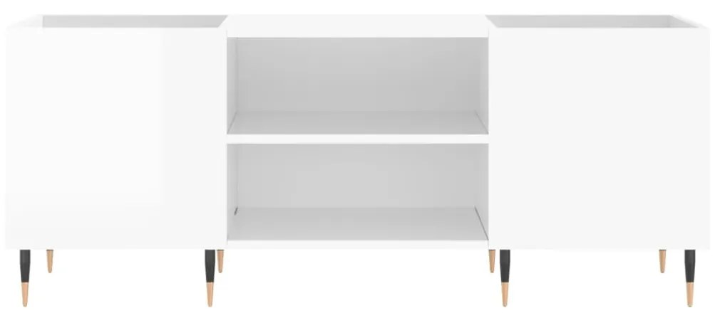 vidaXL Δισκοθήκη Γυαλιστερή Λευκή 121x38x48 εκ. από Επεξεργασμένο Ξύλο
