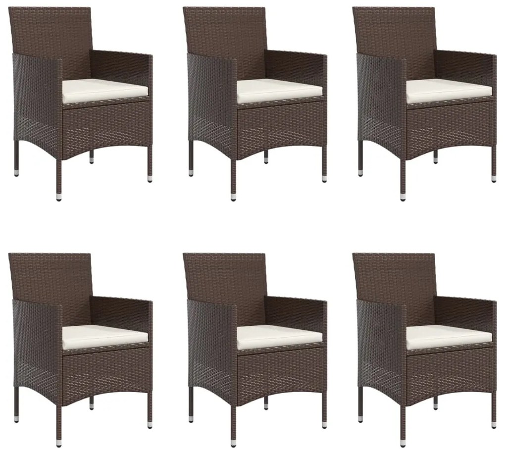 vidaXL Σετ Τραπεζαρίας Κήπου 7 Τεμαχίων Καφέ &amp; Μαύρο με Μαξιλάρια