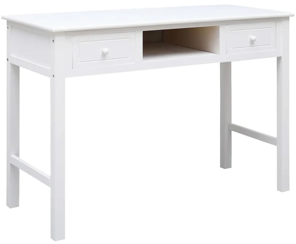 vidaXL Γραφείο Λευκό 108 x 45 x 76 εκ. από Μασίφ Ξύλο Παυλώνιας
