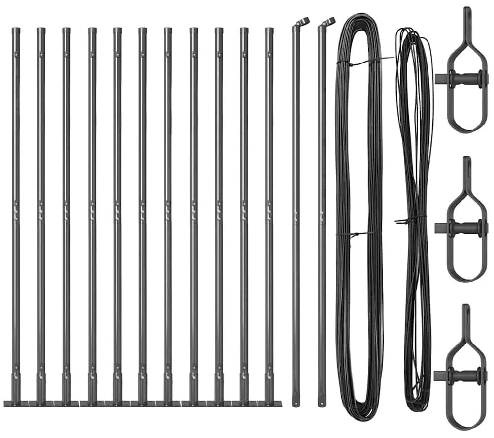 vidaXL Στύλος Περιφράξεων 13 pcs Γκρι Ατσάλι