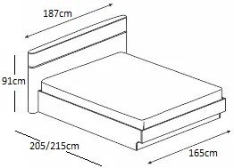 Κρεβάτι ξύλινο με δερμάτινη/ύφασμα CAPRICE 160x190 DIOMMI 45-142