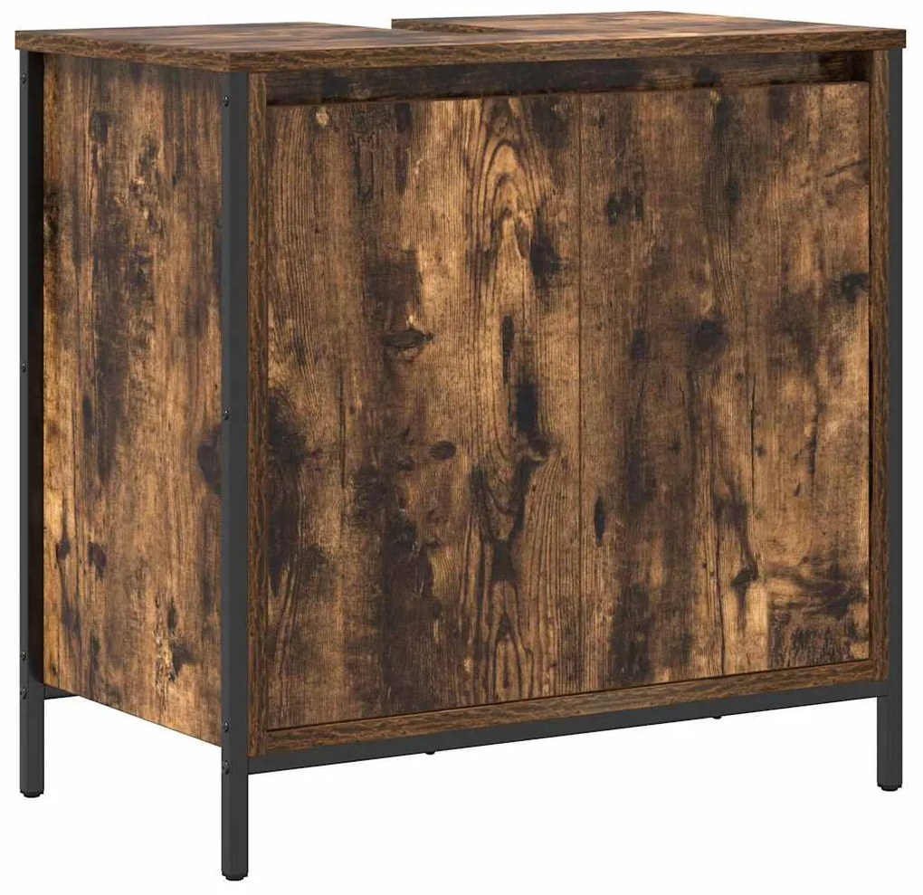 vidaXL Σετ Επίπλων Μπάνιου με ράφι 5 pcs Φουσκωτό δρυς και Μαύρο