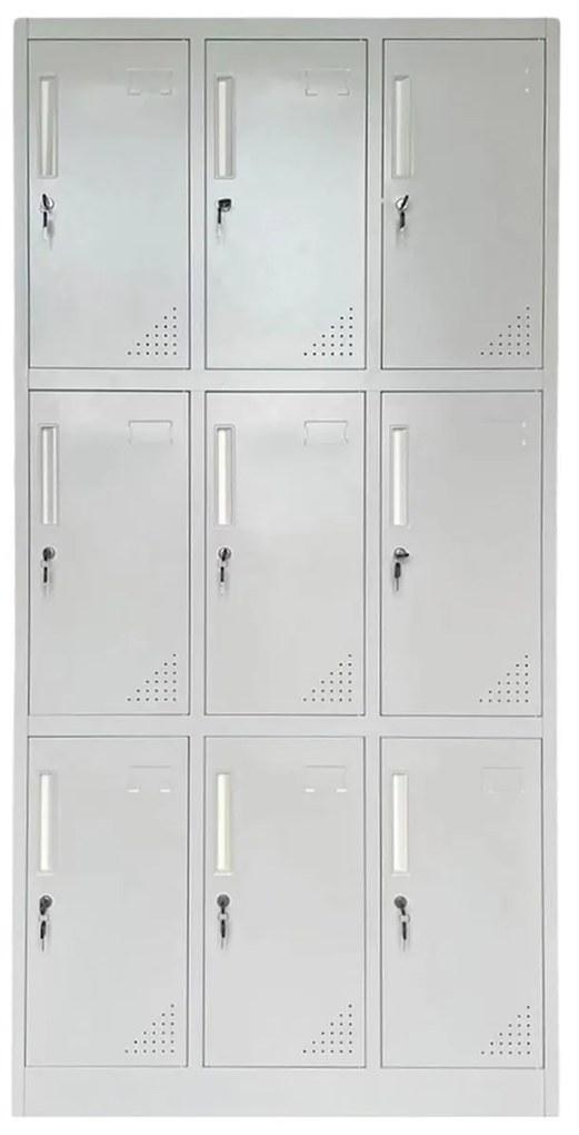 LOCKER 9 Θέσεων Μέταλλο Βαφή Γκρι Με εσωτερικά ράφια 90x40x185cm