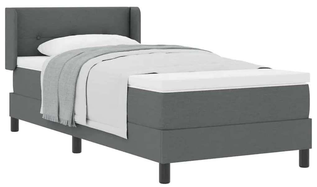 vidaXL Κρεβάτι Box Spring με Ματ σε Σκούρο Γκρι 90x190 εκ