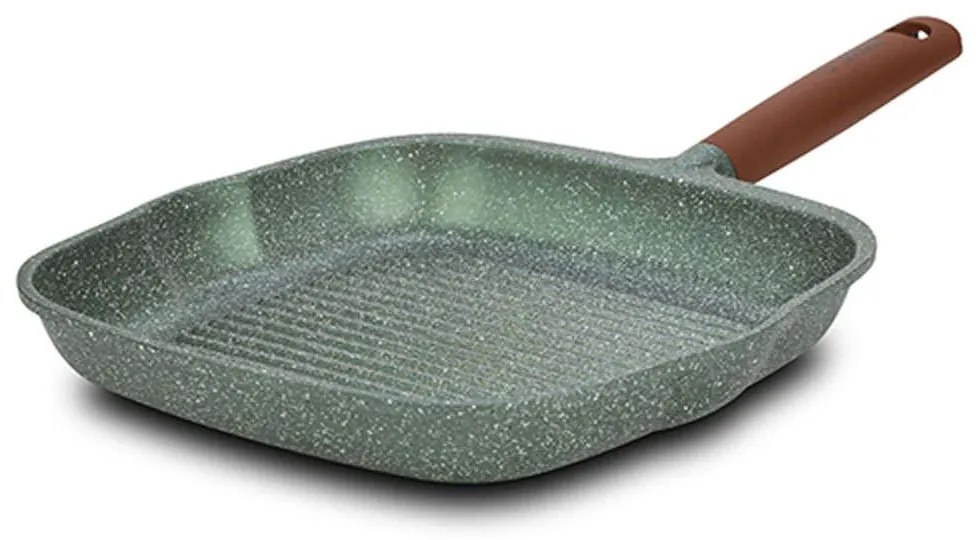 Τηγάνι Γκριλιέρα Αντικολλητική Ωmega 10-255-020 28cm Green-Brown Nava 28cm Aluminium