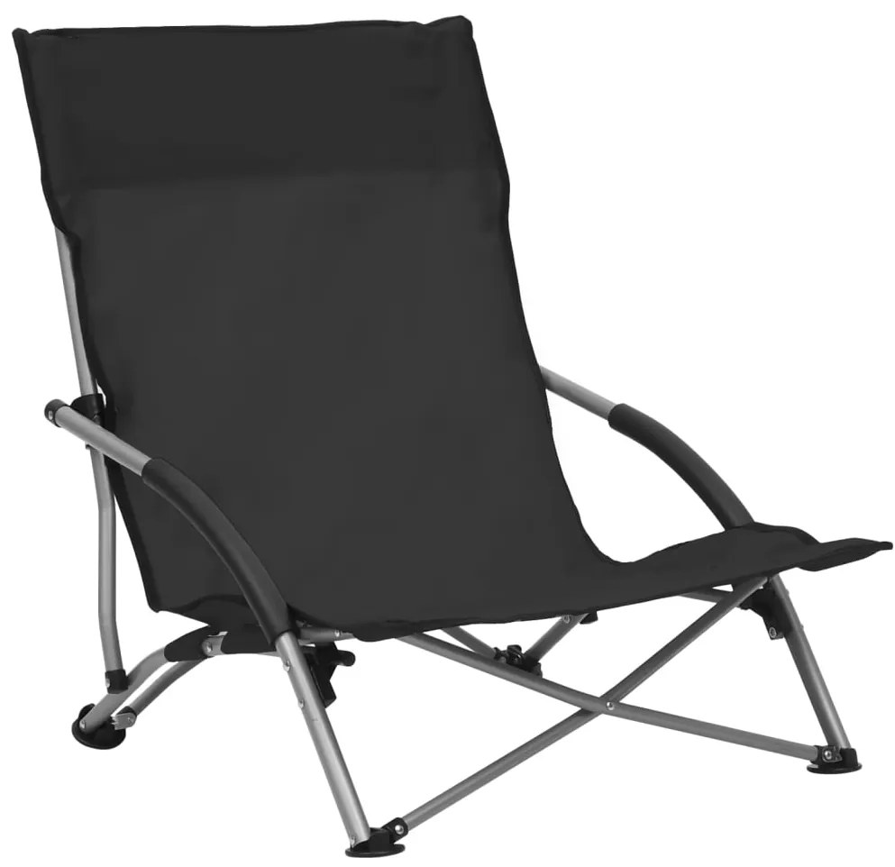 vidaXL Καρέκλες Παραλίας Πτυσσόμενες 2 τεμ. Μαύρες Υφασμάτινες