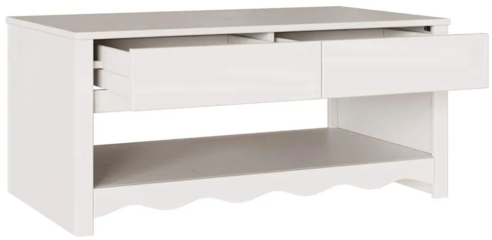vidaXL Τραπεζάκι σαλονιού Λευκό 99 x 55 x 45 εκ. Μασίφ ξύλο πεύκου