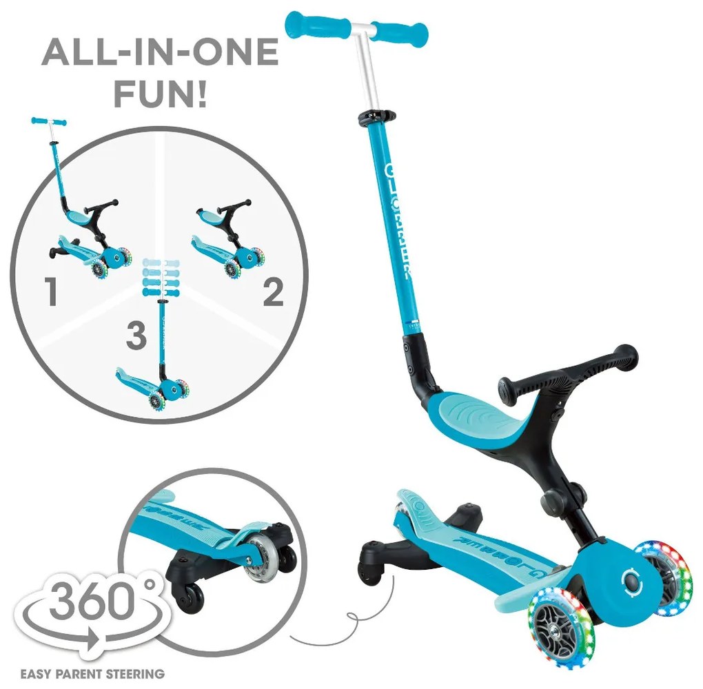 Globber Scooter Foldable Go.Up Active Lights 360 Aqua