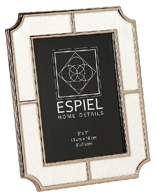 Κορνίζα Μεταλλική Με Λευκό Ύφασμα ESPIEL 13x18εκ. FAM745