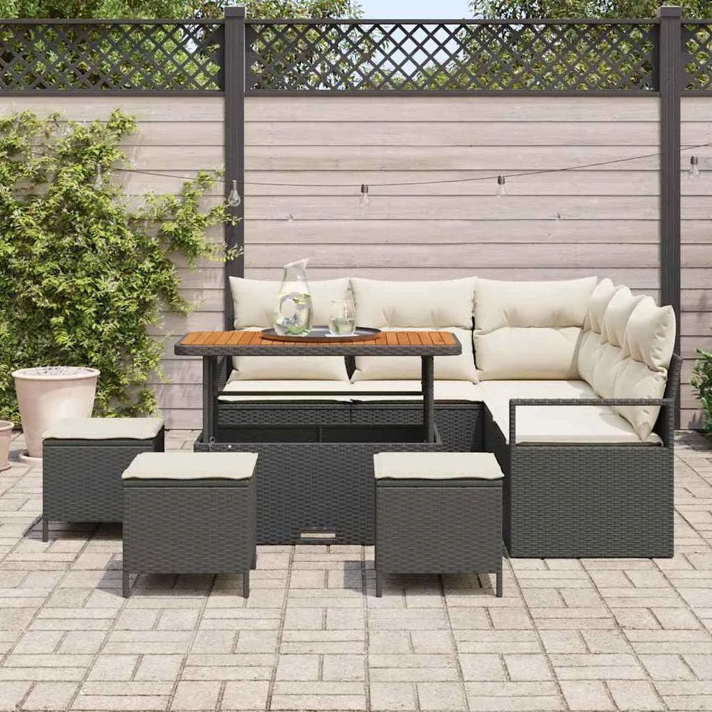 vidaXL Σετ Καναπέ Κήπου με μαξιλάρι 9 pcs Μαύρο Πολυ ράταν